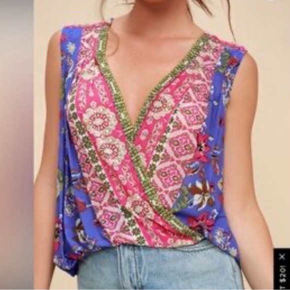 Free People Tops - Free People Havana Blue Floral Print